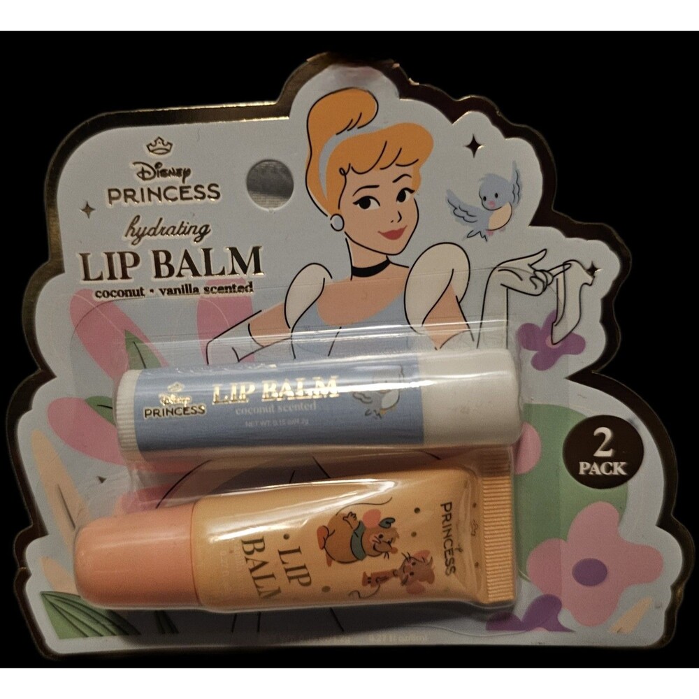 2 NEW Disney Princess CINDERELLA lip balms Coconut & Vanilla scented NWT